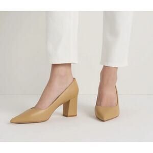 Italian Leather 65mm Block Heel Pump Cashew Size 9
